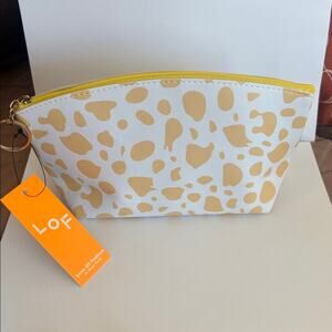 NWT LOF yellow and white makeup travel bag